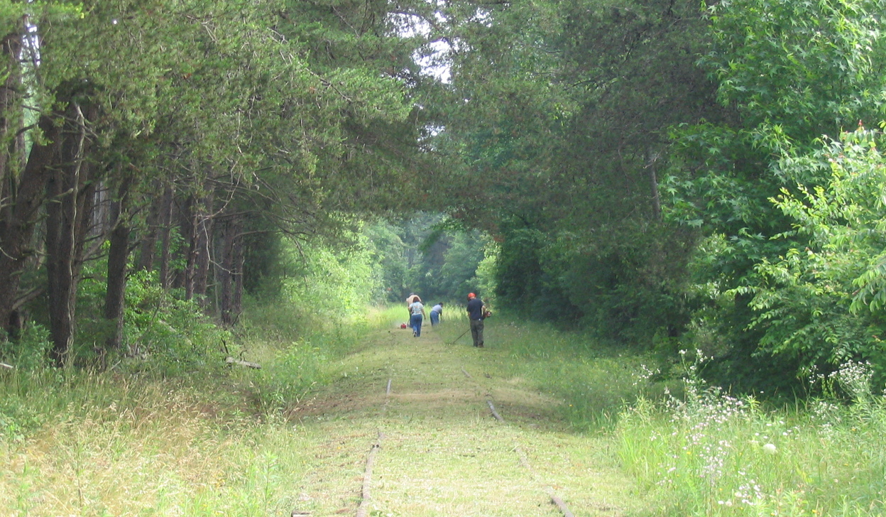 Volunteers clear rail line